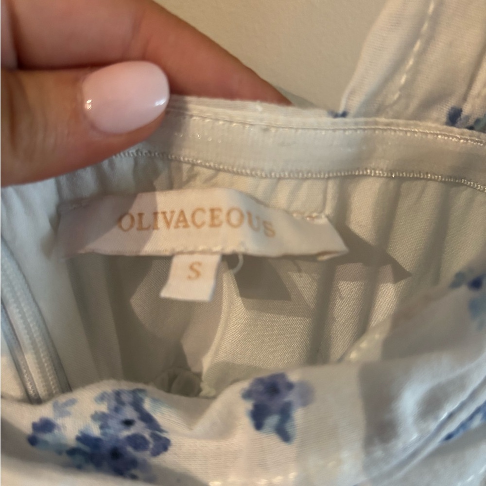 Olivaceous White Camisole Top with Blue Floral Print - Picture 3 of 3